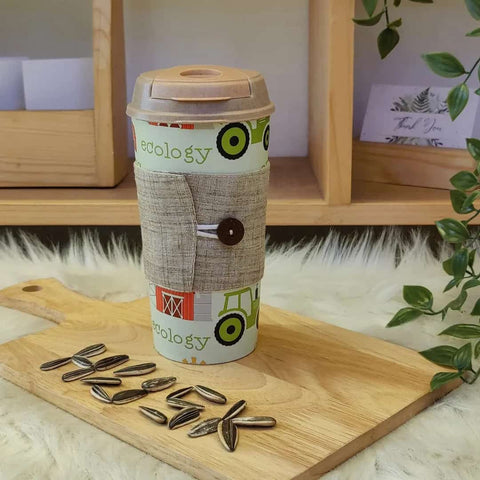 Eco-friendly Cup & Cup sleeve by Chirpy Cups with Sipper lid-ORGANIC FARM