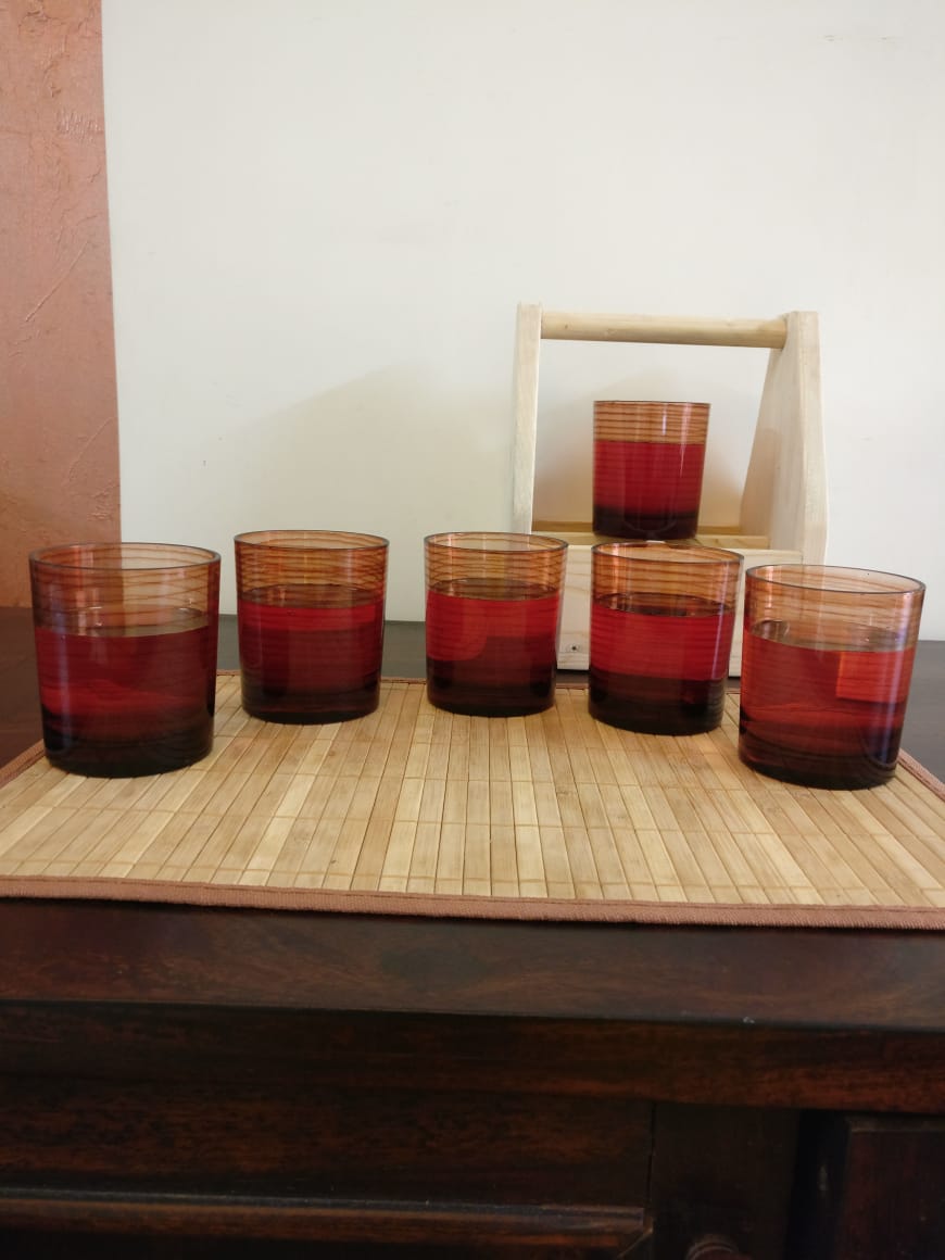 Unbreakable Whiskey Glasses - 350 ml - Ceramic Finish, Set of 6.