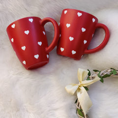 Unbreakable red couple mugs with heart pattern (Set of 2)