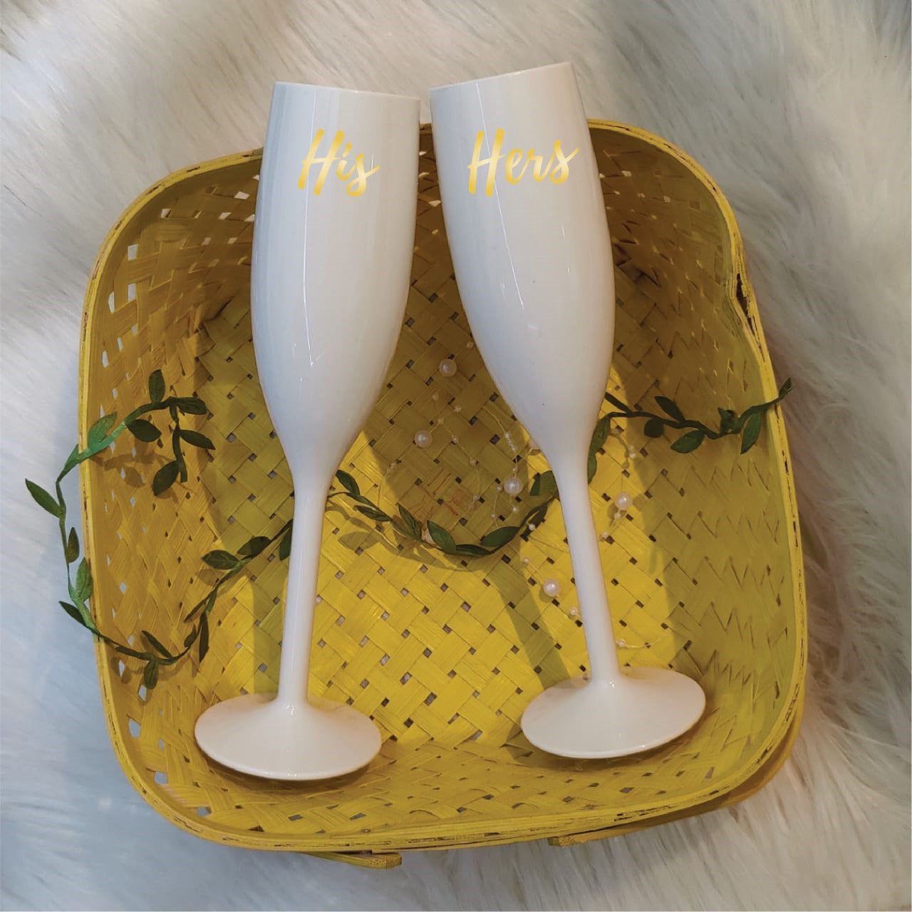 Unbreakable Flutes - His & Her Champagne Glasses - Set of 2 - Irresistible ivory white