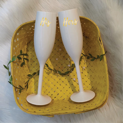 Unbreakable  Flutes - His & Her Champagne Glasses - Set of 2 - Irresistible ivory white