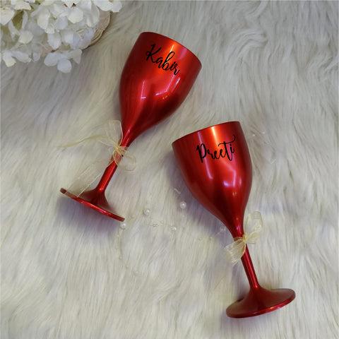 Valentine love In black finish -Unbreakable wine glasses