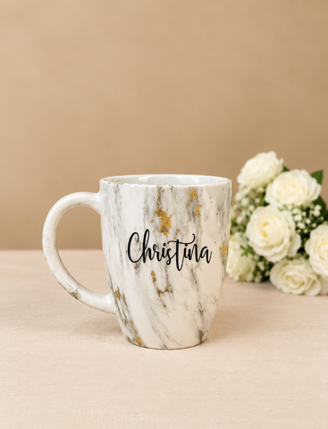 Personalised Unbreakable White Marble Mug