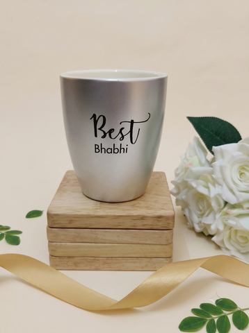 Unbreakable Silver Coffee Mug, Set of 1, Rakhi Special- Best Bhabhi