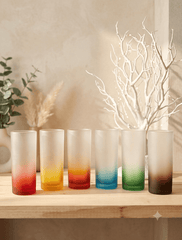 Unbreakable Food-Safe Plastic Highball Glasses (330 ml, Frosted Rainbow Multicolour) -Set of 6