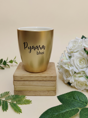 Unbreakable Golden Coffee Mug, Set of 1, Rakhi Special- Pyaara Bhai