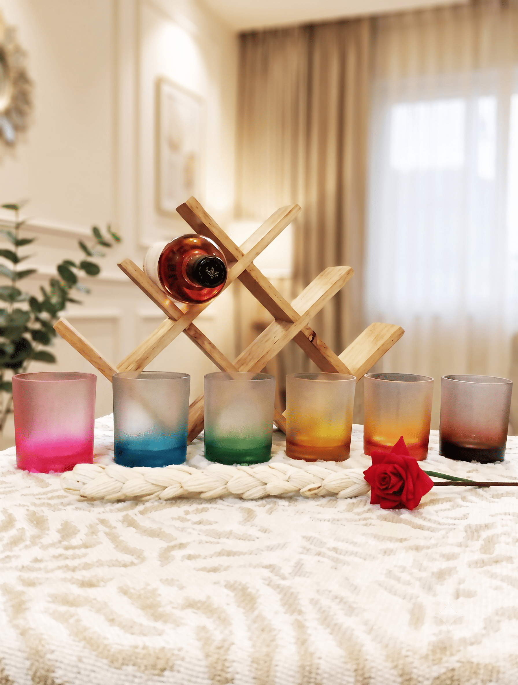 Unbreakable Whiskey Glasses - 350 ml - Frosted Rainbow, Set of 6.