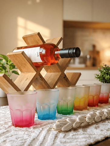 Vintage Water Glasses Unbreakable - Rainbow - 300 ml, Set of 6, Vintage by Stallion