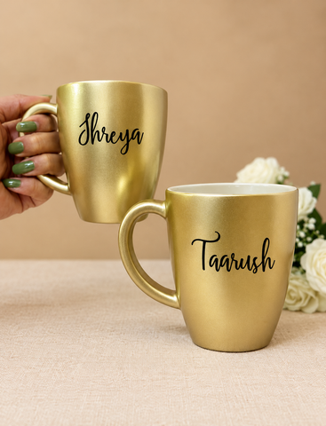 Unbreakable Mug with Customisable Name - Set of 2 Gold