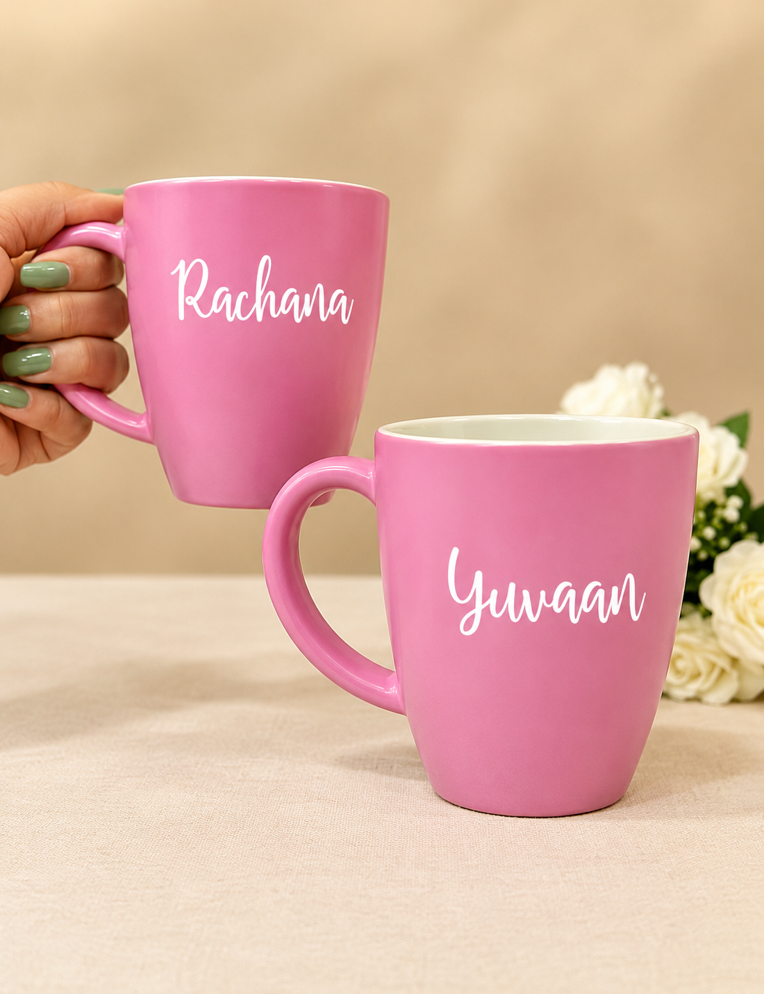 Unbreakable Mug with Customisable Name - Set of 2 Bubble gum
