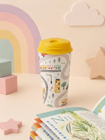 Designer Cups by Chirpy Cups with coffee & sipper lids- Roadtrip