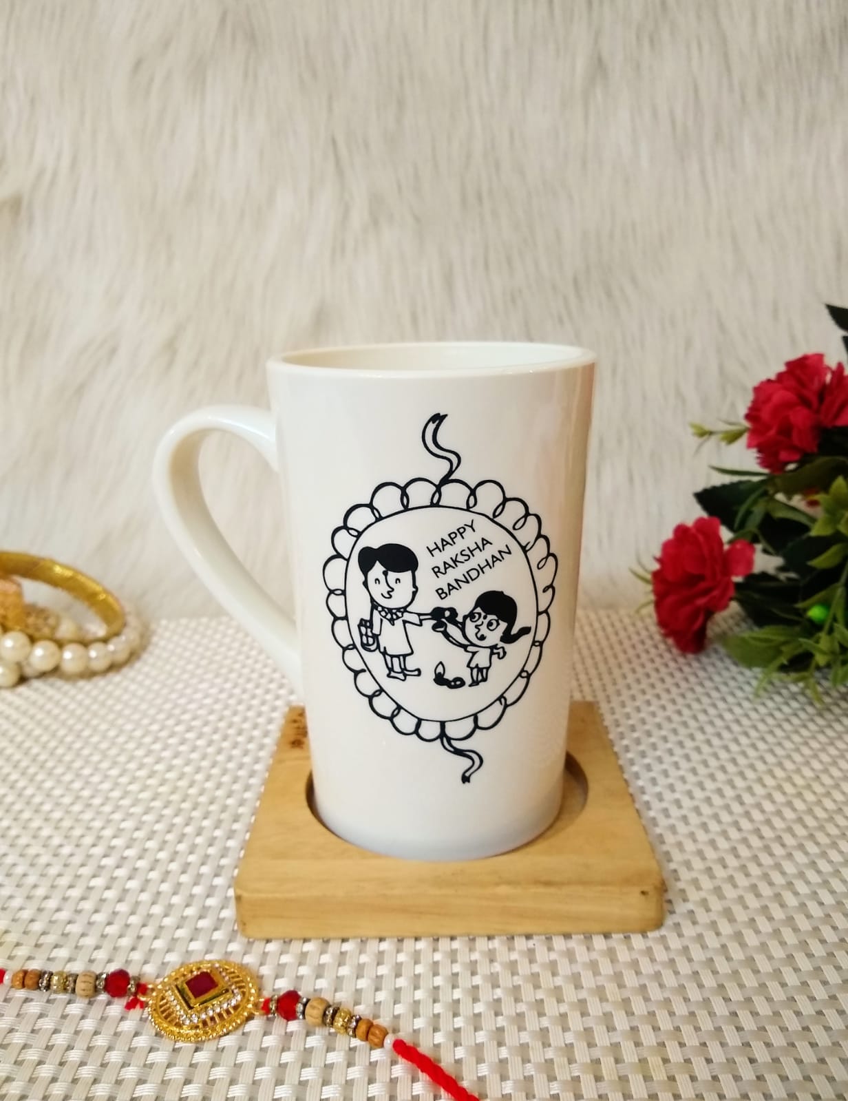 "White Customized Tall Coffee Mug- Rakshabandhan Special"