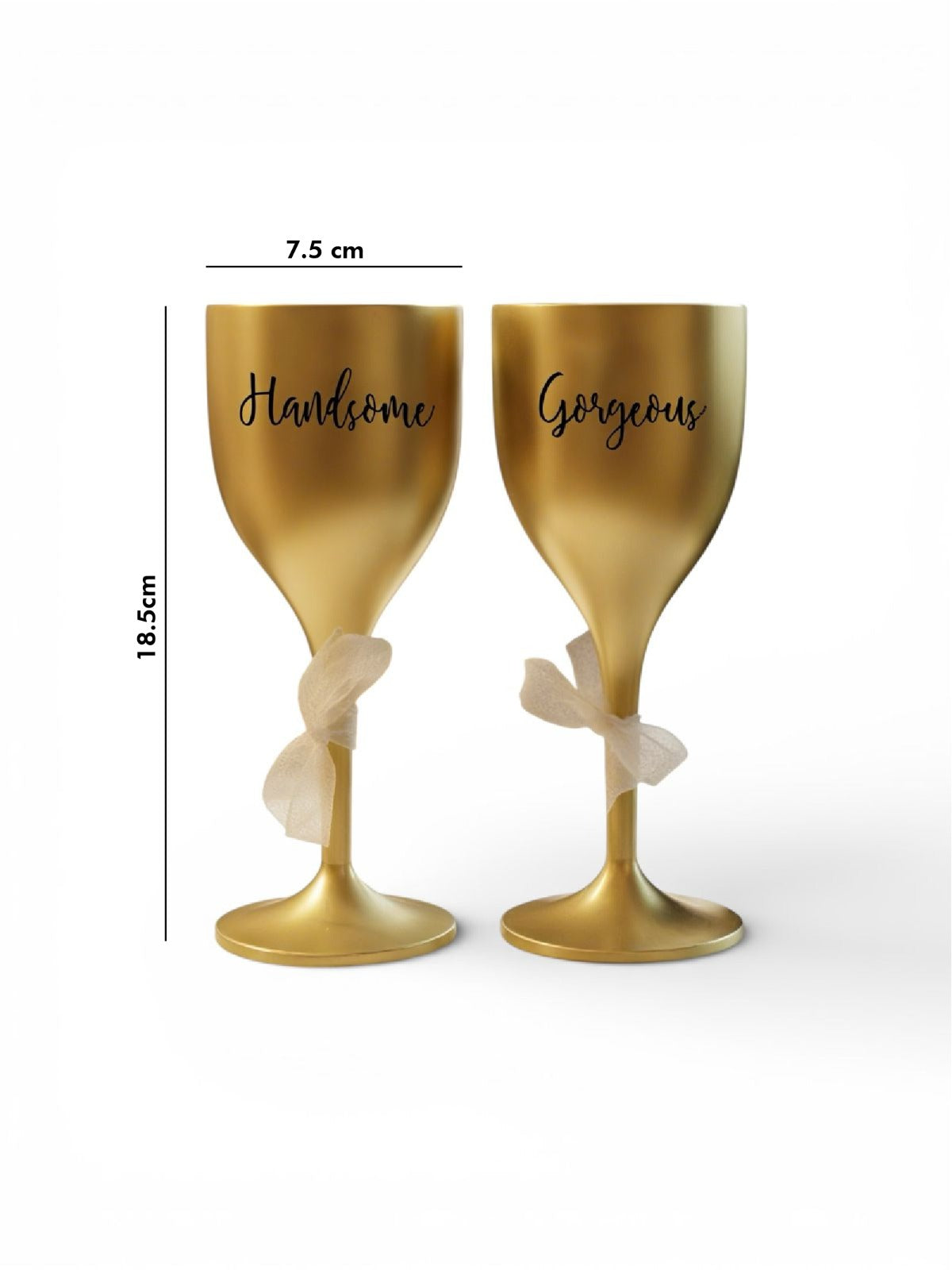 Non Breakable Couple Wine Glass Gift Set - Forever & Always Wine Glasses - Set of 2 - Gold