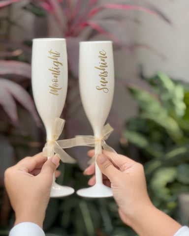 Unbreakable Flutes - Moonlight & Sunshine Champagne Glasses - Set of 2 - Irresistible ivory white