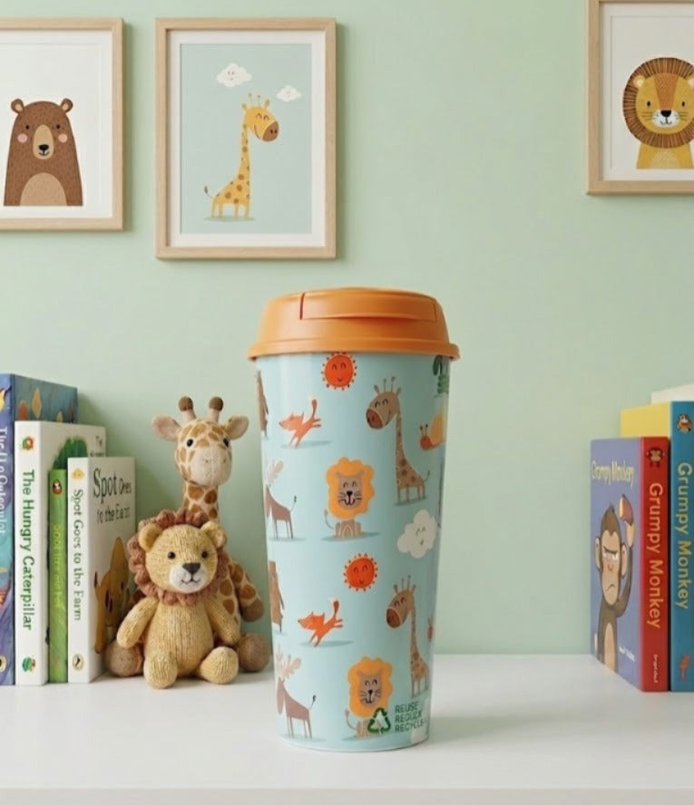 Designer Cups by Chirpy Cups with coffee & sipper lids- Baby Animal sipper