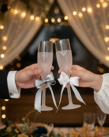 Bride & groom flutes glasses
