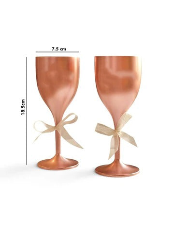 Non Breakable Couple Wine Glass Gift Set - Handsome & Gorgeous Wine Glasses - Set of 2 - Rose Gold
