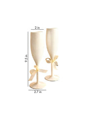 Unbreakable  Flutes - His & Her Champagne Glasses - Set of 2 - Irresistible ivory white