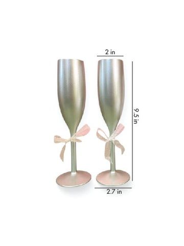 Unbreakable Champagne Flutes with Customisable Name - Set of 2 Mint Green