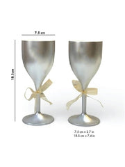 Non Breakable Couple Wine Glass Gift Set - Handsome & Gorgeous Wine Glasses - Set of 2 - silver