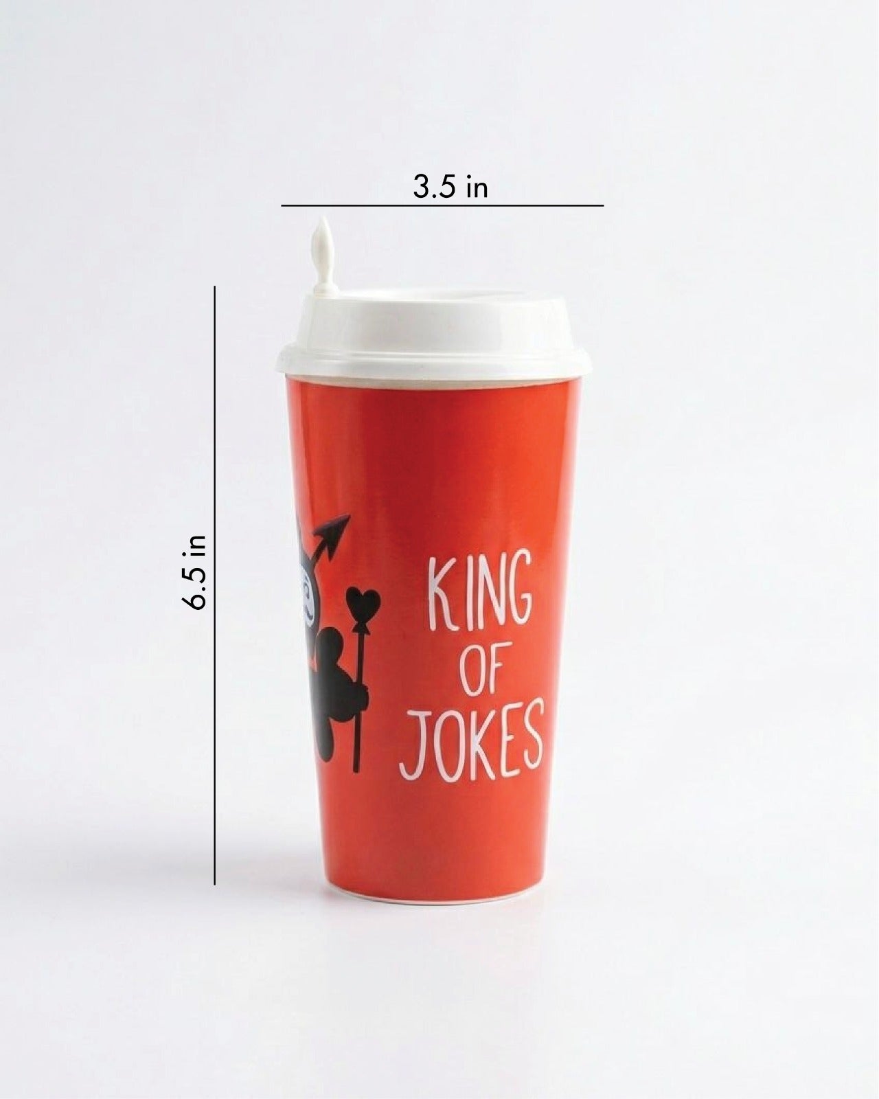 Designer Cup by Chirpy Cups with coffee & sipper lids - king of joke
