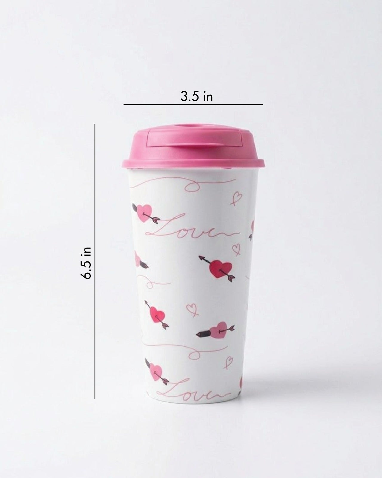 Designer Cup by Chirpy Cups with coffee & sipper lids - Tangled Hearts