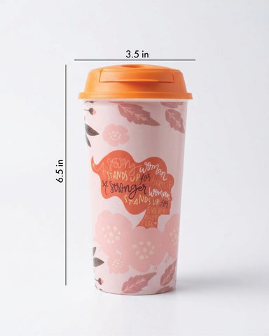 Designer Cup by Chirpy Cups with coffee & sipper lids, Food Safe, BPA Free, Recyclable - Stronger Women Stand for Everybody Else