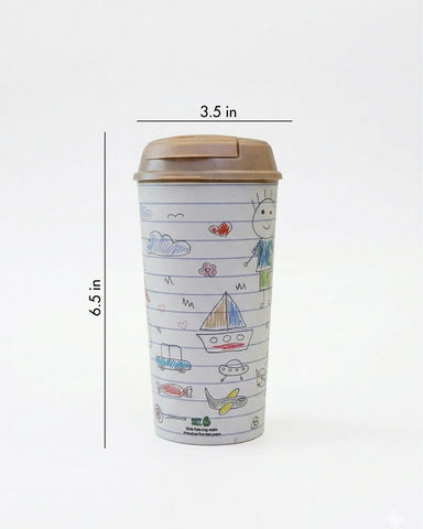 Designer Cup by Chirpy Cups with coffee & sipper lids -Childhood