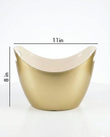 CHEERS TO THE FESTIVE SEASON, Non Breakable Wine Glass Gift Set With Chilling Bucket - Gold