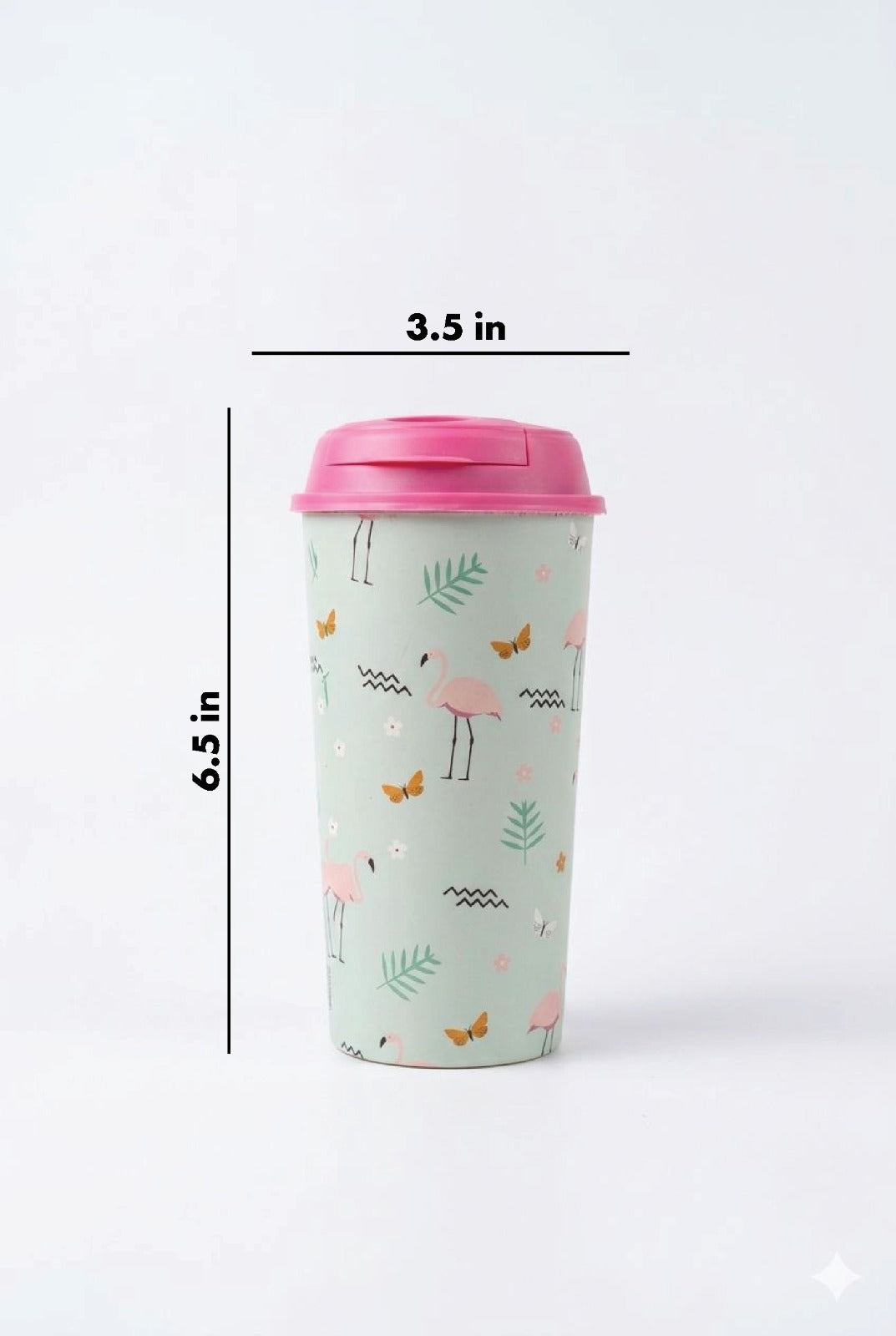 Designer Cups by Chirpy Cups with coffee & sipper lids - Ocean Flamingo