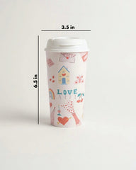 Designer Cups by Chirpy Cups with coffee & sipper lids - Flirty Fizz