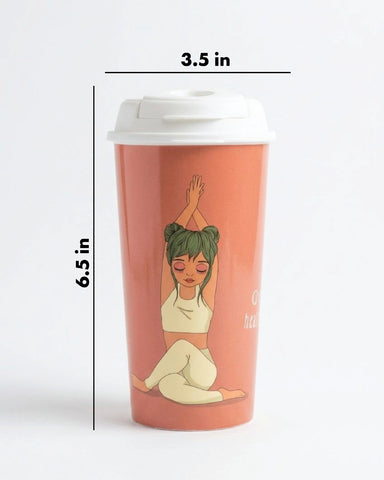 Designer Cup by Chirpy Cups with coffee & sipper lids, Food Safe, BPA Free, Recyclable - Yoga