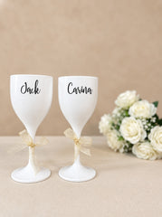 Unbreakable Wine Glass with Customisable Name - Set of 2  White
