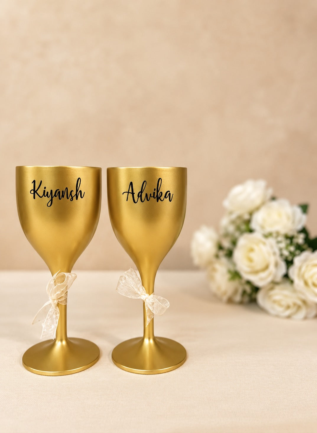Unbreakable Wine Glass with Customisable Name - Set of 2 Gold