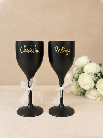 Unbreakable Wine Glass with Customisable Name - Set of 2 Matte Black