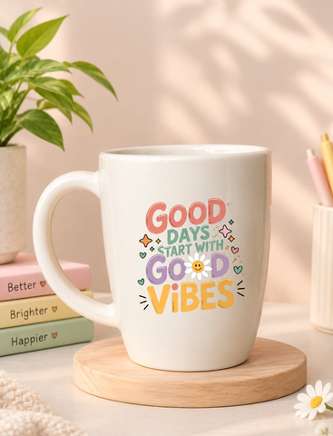Unbreakable coffee mug { Good Days Start with Good Vibes ☀️🌼}