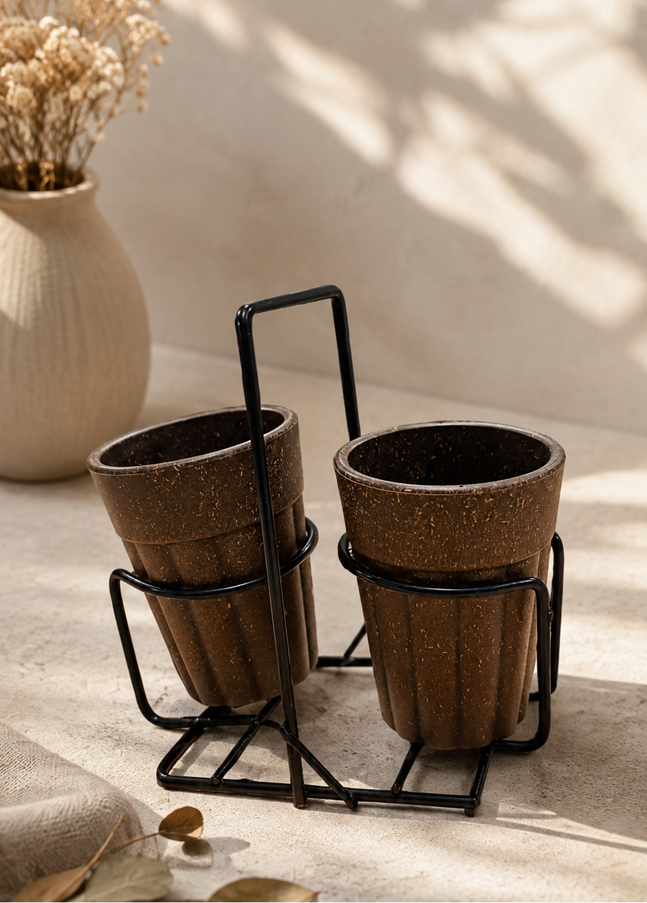 Coffee Husk Cutting Chai cups- Set of 2 (150 ml) -Harvest