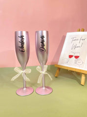 Unbreakable Champagne Flutes with Customisable Name - Set of 2 Lilac