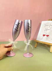 Unbreakable Champagne Flutes with Customisable Name - Set of 2 Lilac