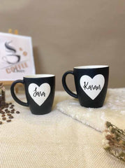 Unbreakable Designer Chalkboard Coffee Mugs with Customisable Name - Set of 2