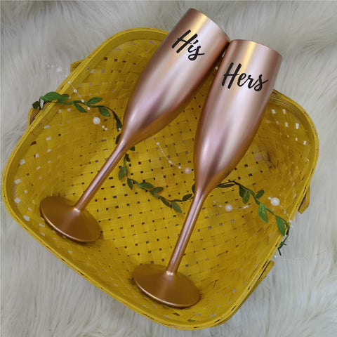 Unbreakable Flutes - His & Her Champagne Glasses - Set of 2 - Classy copper