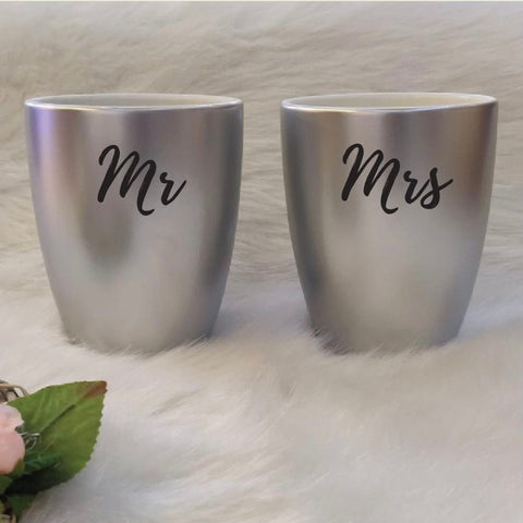 Unbreakable Couple Mugs - Set of 2 - Mr & Mrs - Silver