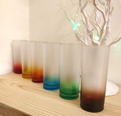 Unbreakable Food-Safe Plastic Highball Glasses (330 ml, Frosted Rainbow Multicolour) -Set of 6