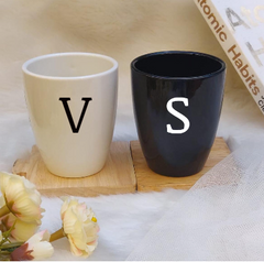Non Breakable Couple Mugs - Black & White with Custom Initials - Set of 2