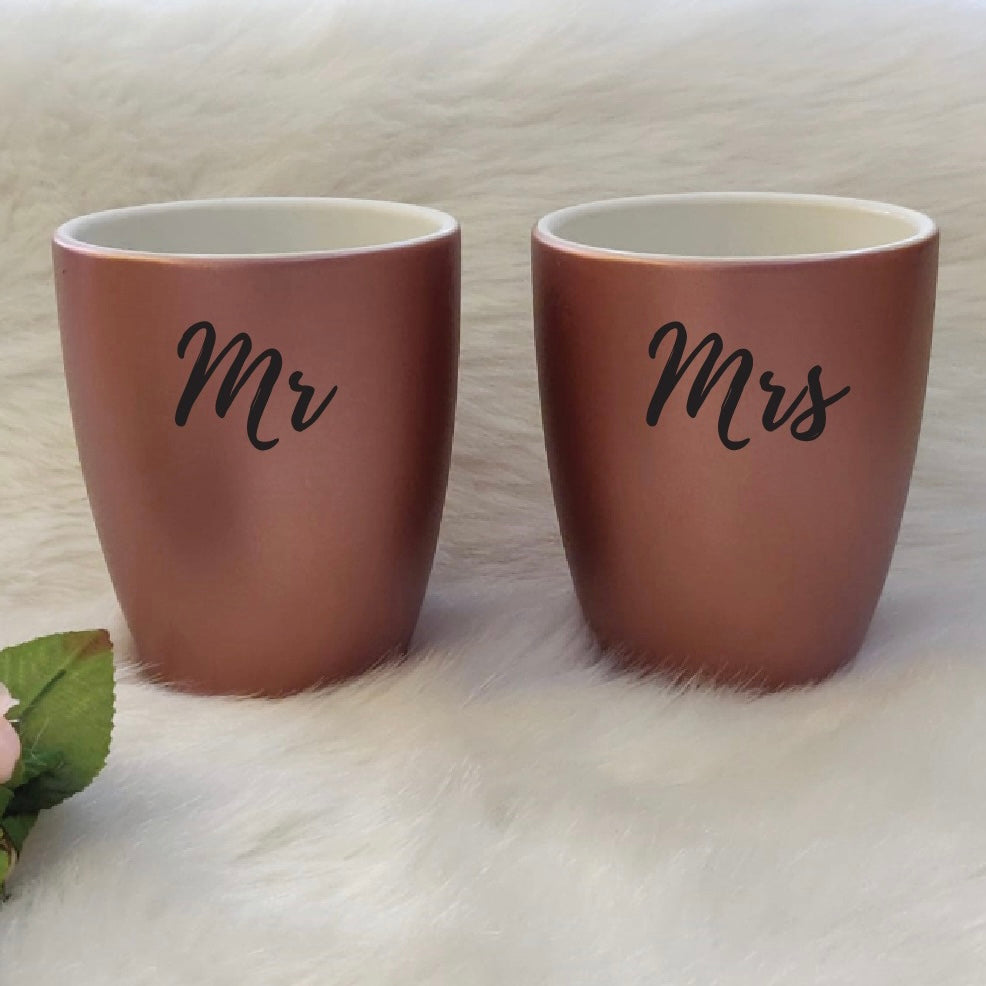 Unbreakable Couple Mugs - Set of 2 - Mr & Mrs - Rose Gold
