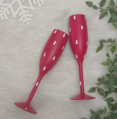 Red Wine Glasses - Christmas Themed - Set of 2