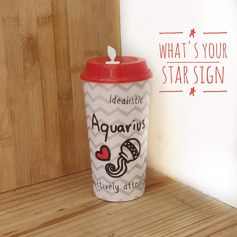 Aquarius Sun Sign Sipper & Coffee Cup - Zodiac Cups