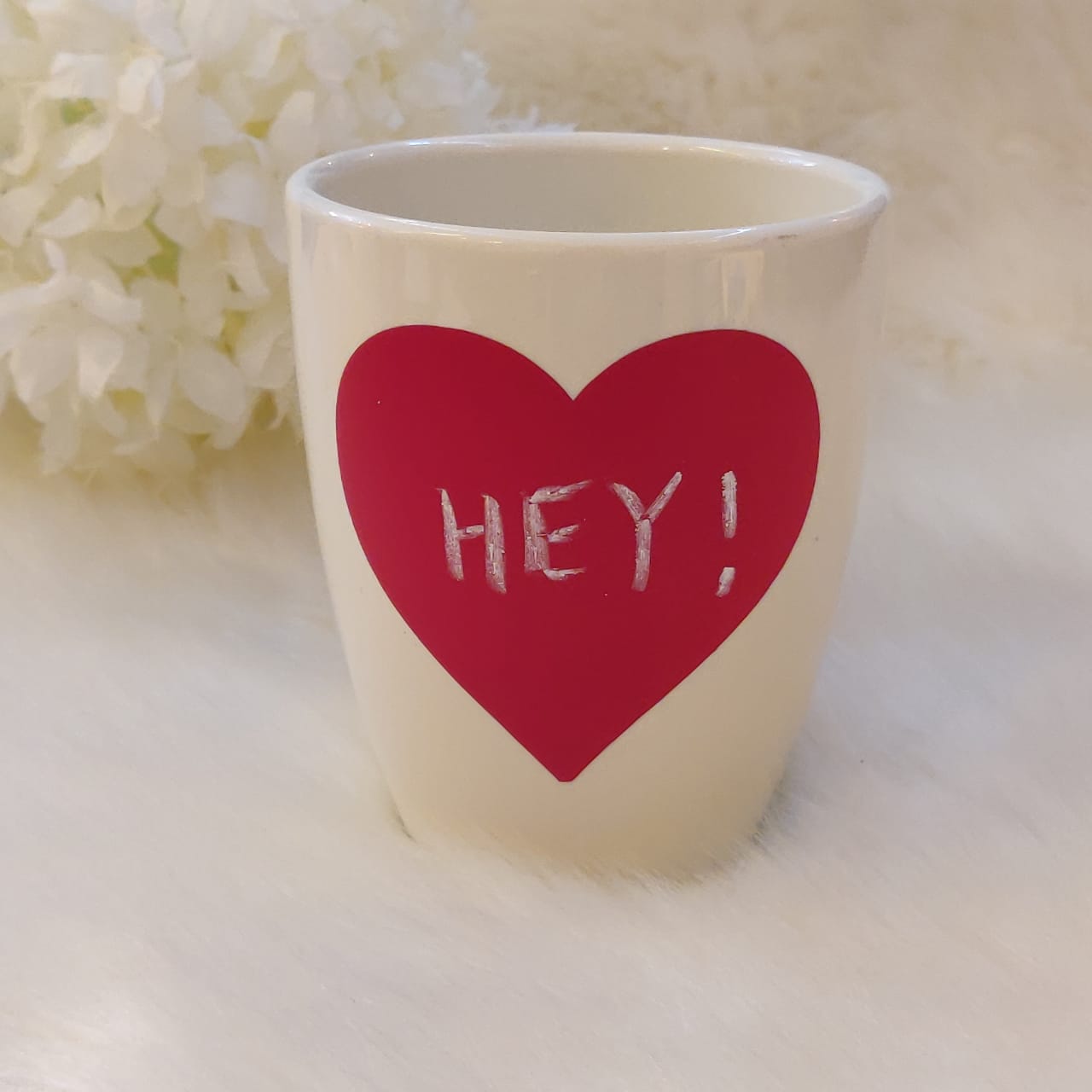 Unbreakable red heart white mug (Set of 1) - Valentines Day gift 