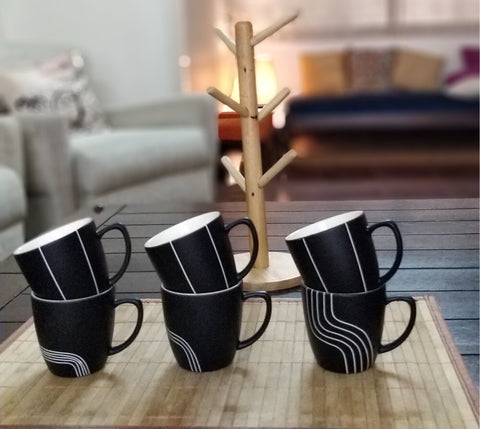 Unbreakable black and white designer tea cups (Set of 6) - The Black & White Collection