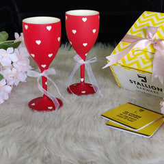 Non Breakable Wine Glass Gift Set - Red